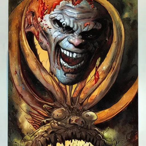 Image similar to grinning grimpunk vile reprobate portrait portrait Cyclops Cyclops Cyclops Polyphemus Ogre with tombow frank frazetta alexandre briclot Dave Dorman splatterpaint