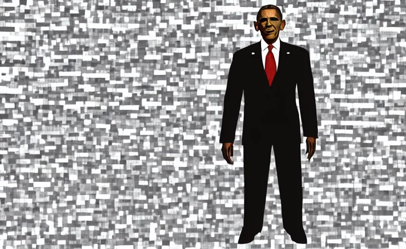 Image similar to obama in the style of roblox