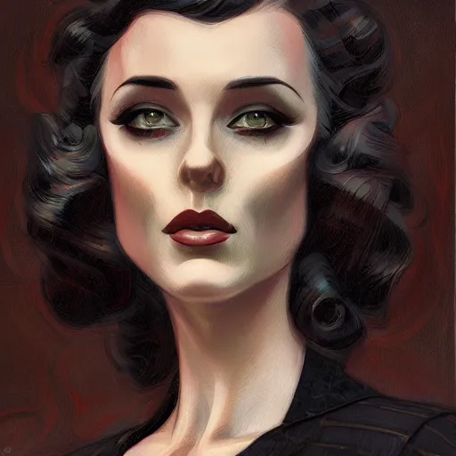 Image similar to a streamline moderne, art nouveau, ( ( dieselpunk ) ) portrait in the style of charlie bowater, and in the style of donato giancola, and in the style of charles dulac. symmetry, ultrasharp focus, dramatic lighting, semirealism, intricate symmetrical ultrafine background detail.