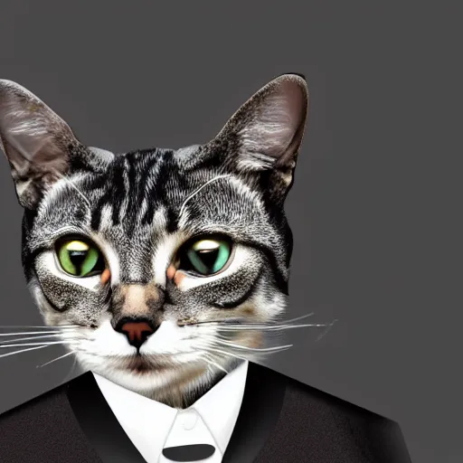 Image similar to digital art of anthromorphic cat wearing a suit