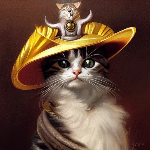 Image similar to Portrait of a Cat wearing a Pirate hat, photo, highly detailed oil painting, photorealistic, highly detailed, digital painting, artstation, concept art, smooth, sharp focus, illustration, art by artgerm and greg rutkowski and alphonse mucha