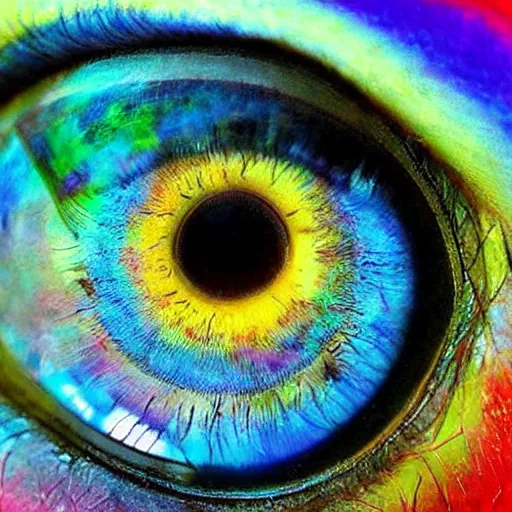 Prompt: an award winning photo of an amazing beautiful world in an eye, very detailed and colorful