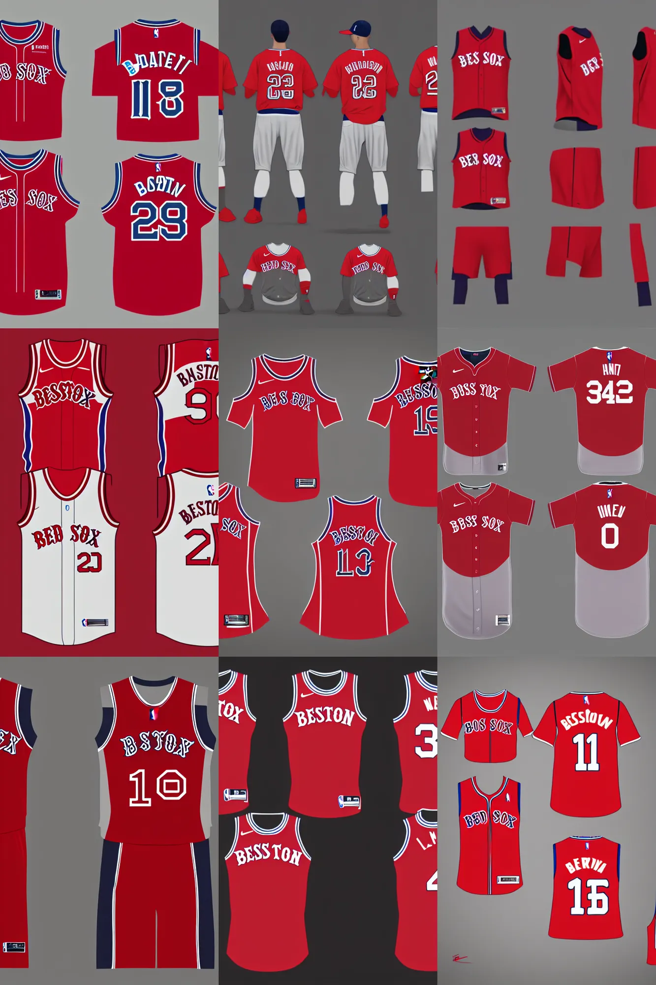 Prompt: nba jersey design, boston red sox inspiration
