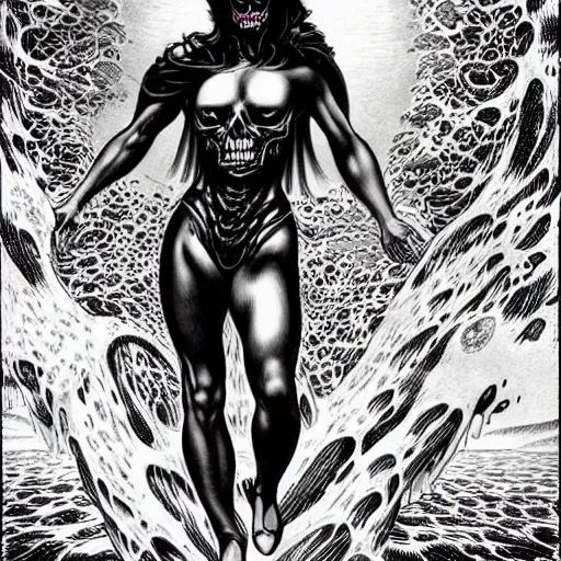 Image similar to Now I have become Death, the destroyer of worlds, artwork by artgerm, art by Virgil Finlay