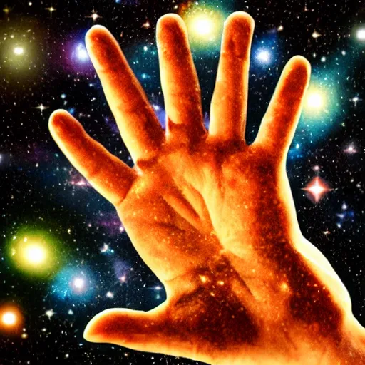 Prompt: the void of forgotten galaxies in the palm of a hand