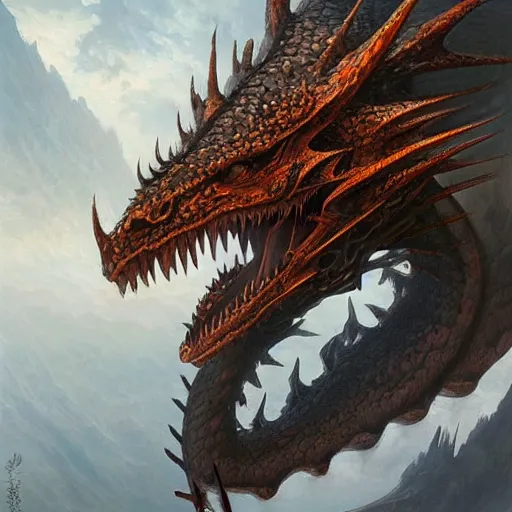 Image similar to low angle shot of a Dragon by chen rong, intricate, elegant, highly detailed, centered, digital painting, artstation, concept art, smooth, sharp focus, illustration, artgerm, Tomasz Alen Kopera, Peter Mohrbacher donato giancola, Joseph Christian Leyendecker, WLOP, Boris Vallejo, Bernat Martorell style,