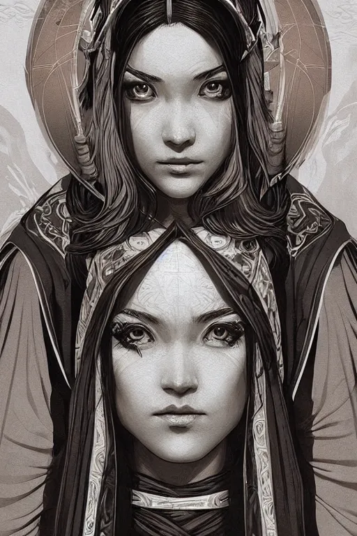 Image similar to female jedi master, wearing the traditional jedi robe, beautiful and uniquely odd looking, detailed symmetrical close up portrait, intricate complexity, in the style of artgerm and ilya kuvshinov, magic the gathering, star wars art