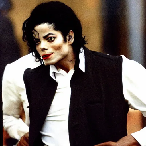 Image similar to Michael Jackson bad era as a mafia gangster