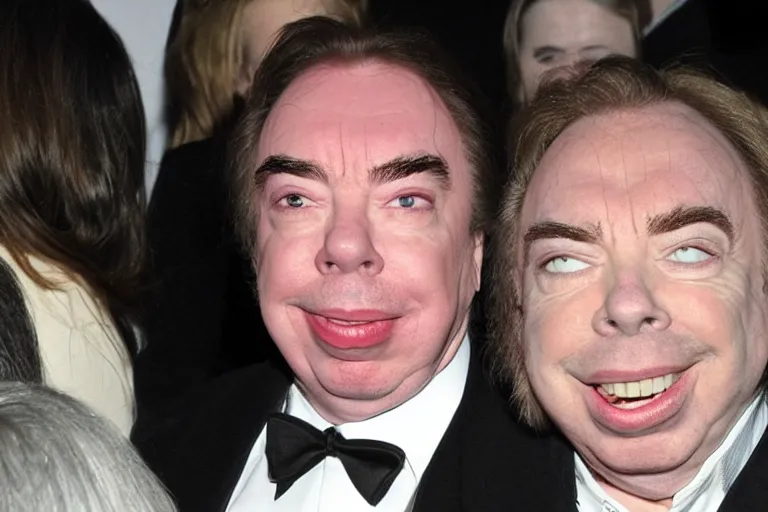 Prompt: andrew lloyd webber very wide face, eyes too far apart