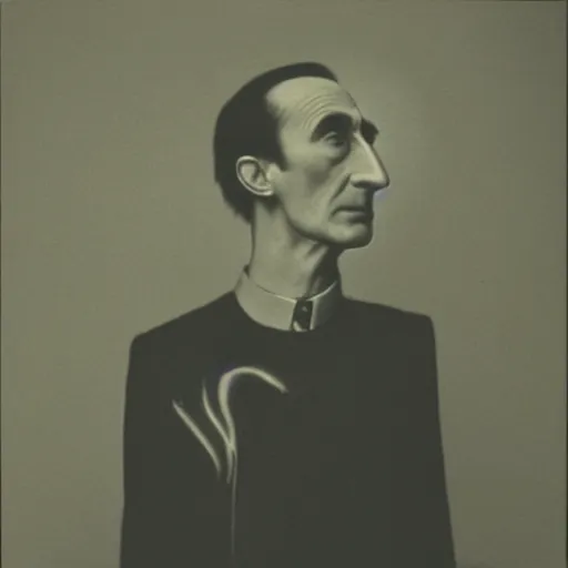 Prompt: a serene marcel duchamp with no mouth in an empty void