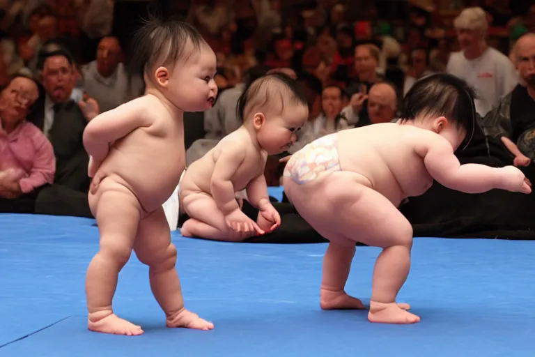 Prompt: babies sumo wrestling