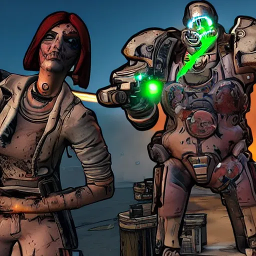 Prompt: borderlands 3 , mark zuckerberg as terminator