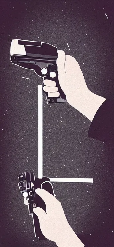 Image similar to “ hand holding laser gun, cinematic, digital art, retro, award winning ”