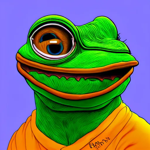 Prompt: portrait of realistic pepe jokes on you, concept art, trending on artstation, highly detailed, intricate, sharp focus, digital art, 8 k