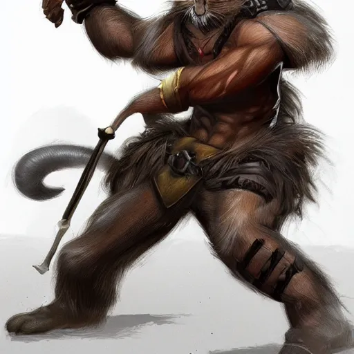 Prompt: a strong muscular valiant weasel wearing a fantasy ranger outfit, fighting against the invading mice, concept art, artstation, 4k
