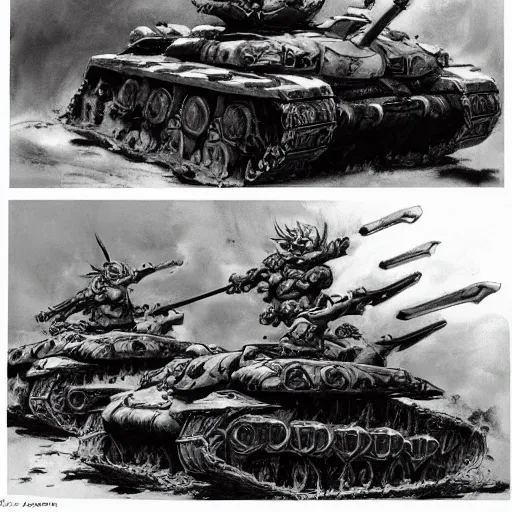 Image similar to chrono trigger dragon tank battle reimagined by frank frazetta