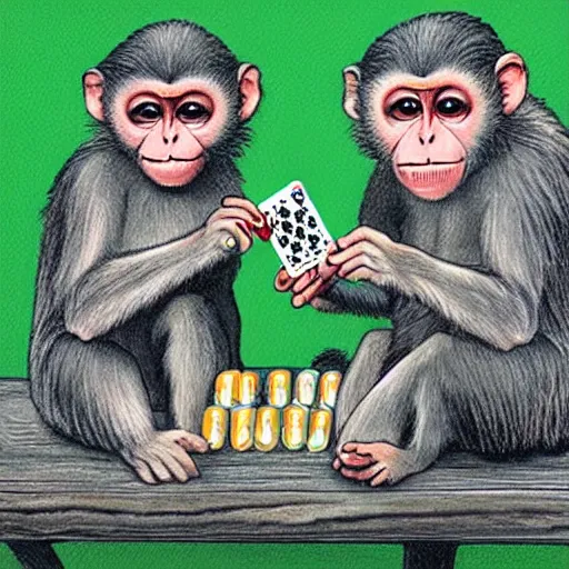 Image similar to ''Two monkeys playing cards''