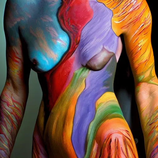 Image similar to human figure bodypaint by graham ingels