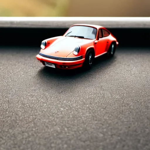 Image similar to micro machines, porsche 911, bokeh, macro photography