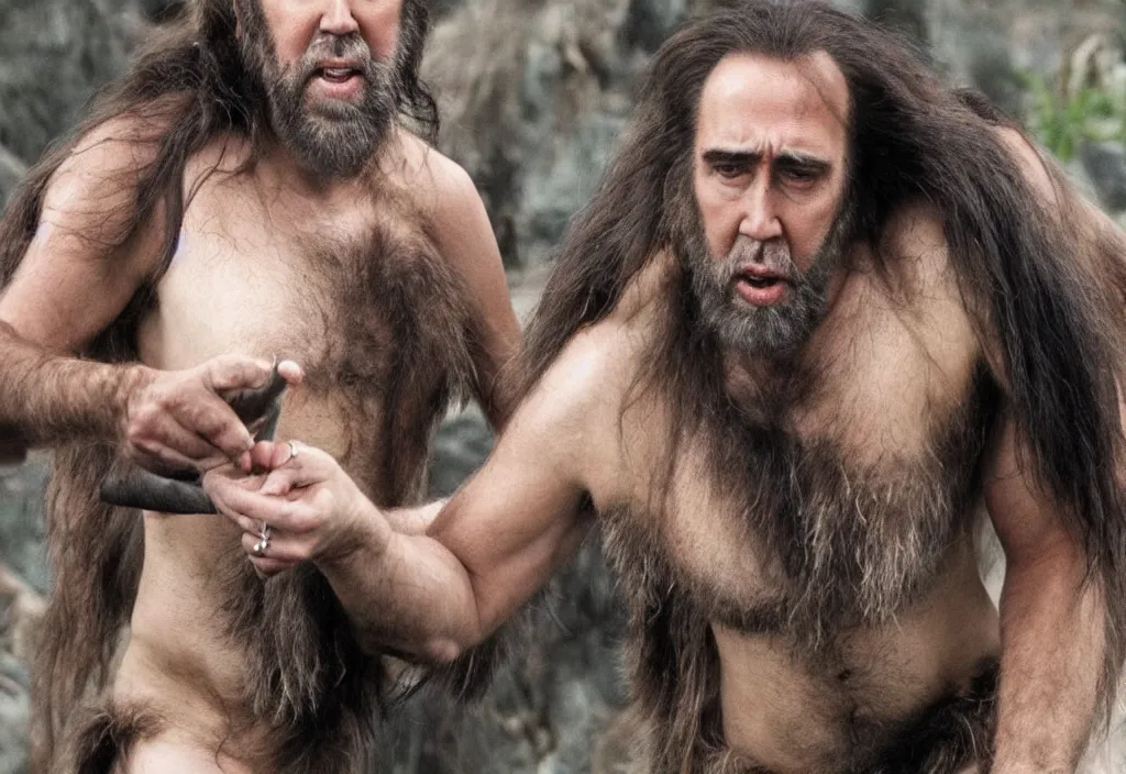 Image similar to nicholas cage as a caveman