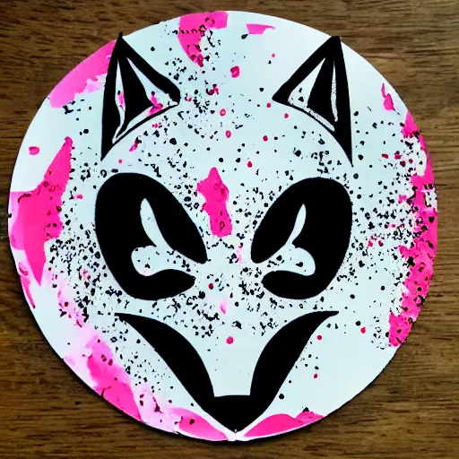 Image similar to die cut sticker, princess mononoke mask, splatter paint