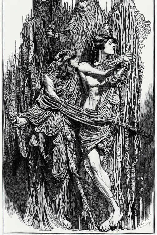 Prompt: pen-and-ink illustration by Franklin Booth