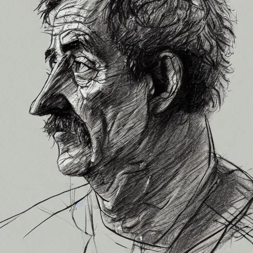 Image similar to a realistic yet scraggly portrait sketch of the side profile of a stern and sophisticated wojak, trending on artstation, intricate details, in the style of frank auerbach, in the style of sergio aragones, in the style of martin ansin, in the style of david aja, in the style of mattias adolfsson