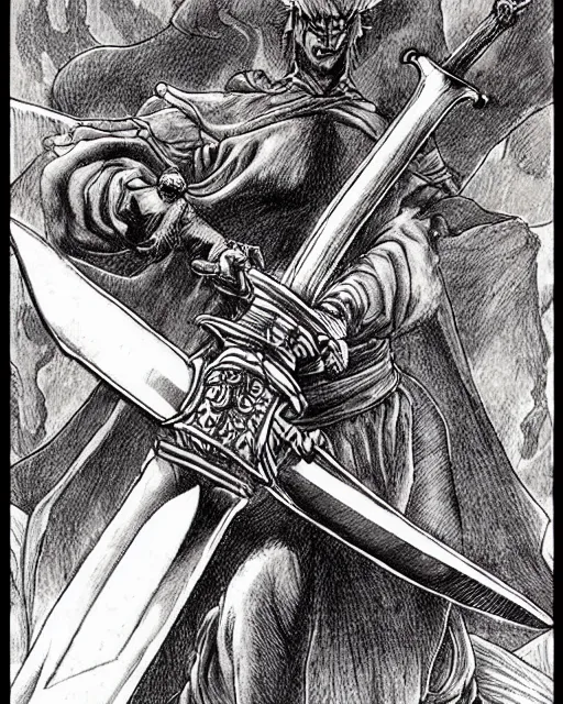 Image similar to sword drawn by kentaro miura,