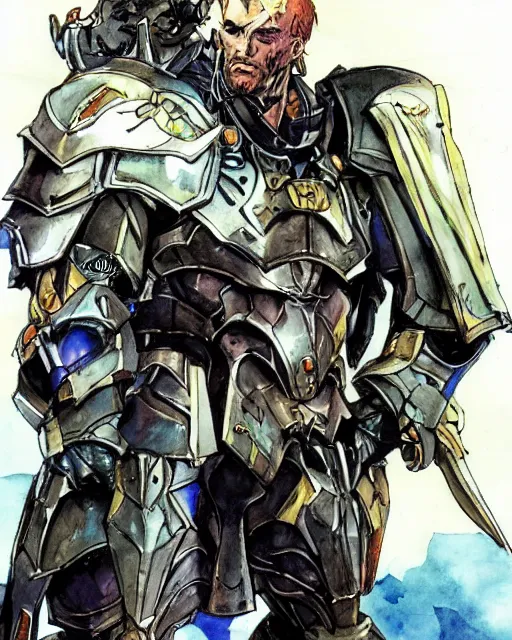 Image similar to Goliath Paladin, drawn by Yoji Shinkawa, water color, Dungeons and Dragons, Wizards of the Coast