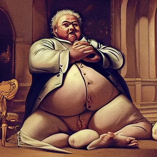 Prompt: fat politicians with big bellies are draining souls of innocent peoples in baroque style , politicians as devil