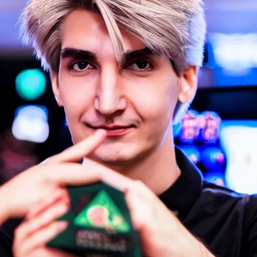 Image similar to handsome xqc gambling : : realistic : : 1 dslr : : 1 - - quality 2