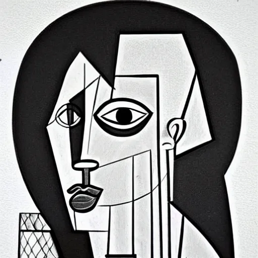 Prompt: best of picasso curved minimalist lineart portraits, cubism, trending on etsy, framed