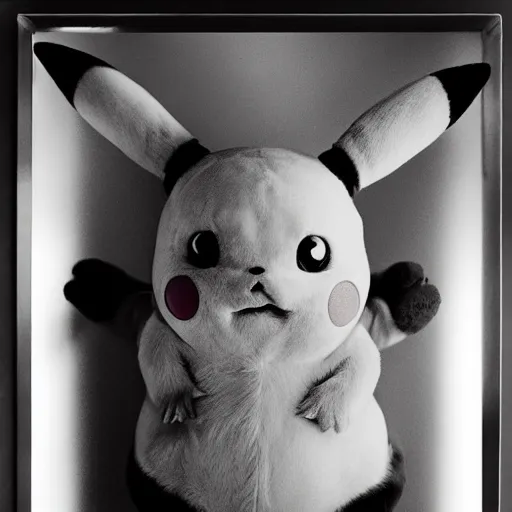 Image similar to pikachu from pokemon as a real human, portrait photography by annie leibovitz