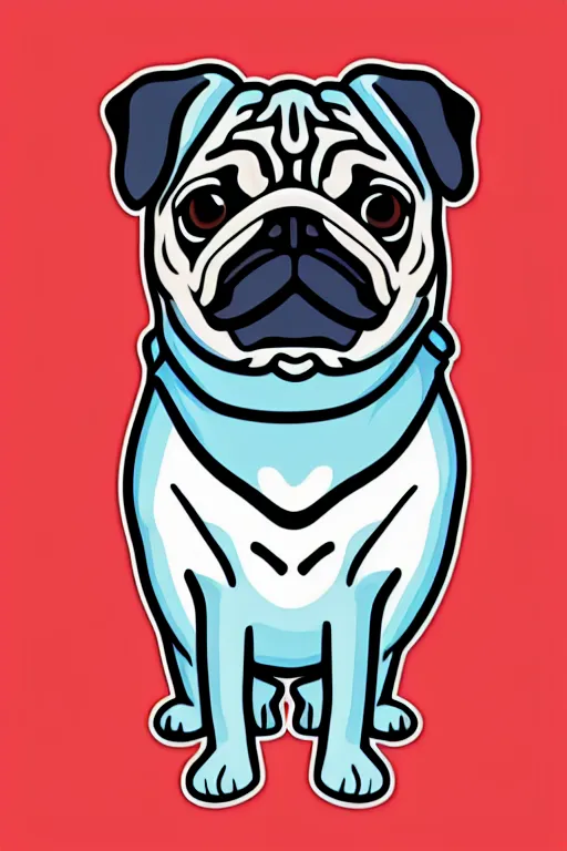 Image similar to Portrait of a pug as big as the world, sticker, colorful, illustration, highly detailed, simple, smooth and clean vector curves, no jagged lines, vector art, smooth