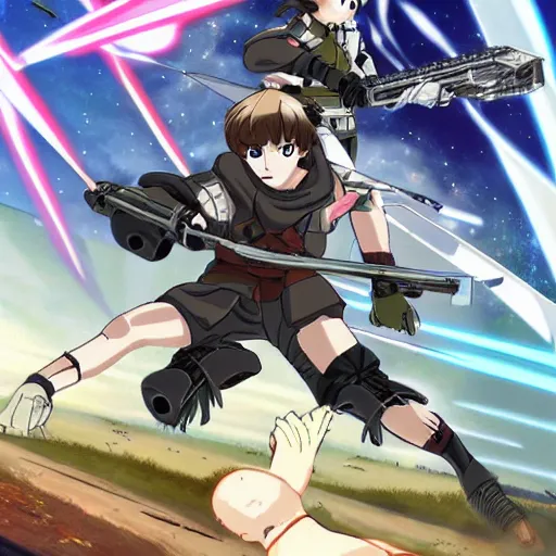 Image similar to battle of endor, anime style