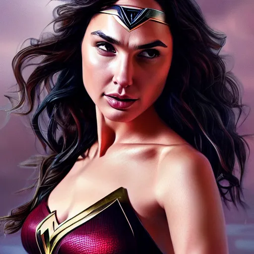 Image similar to gal gadot in the style of stefan kostic, realistic, full body, sharp focus, 8 k high definition, insanely detailed, intricate, elegant, art by stanley lau and artgerm