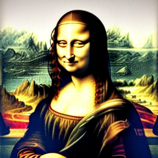 Image similar to the Mona Lisa as painted by banksy