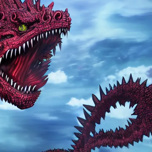 Prompt: shin Godzilla fourth form, anime, 4k, highly detailed, high quality