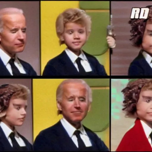 Image similar to joe biden robocop, 1 9 8 0 s children's show, detailed facial expressions