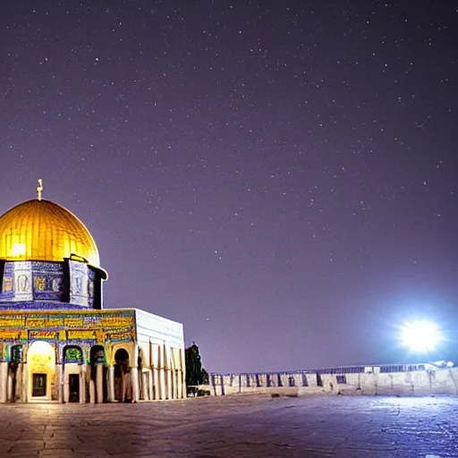 Image similar to dome of the rock, by professional photographer, night sky