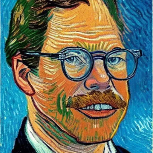 Prompt: dutch prime minister edwin rutte with glasses in the style of vincent van gogh
