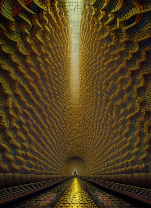 Prompt: hyper detailed 3d render like a Oil painting - inside the subway by Jacek Yerka, Mariusz Lewandowski, Houdini algorithmic generative render, Abstract brush strokes, Masterpiece, Edward Hopper and James Gilleard, Zdzislaw Beksinski, Mark Ryden, Wolfgang Lettl, hints of Yayoi Kasuma, octane render, 8k