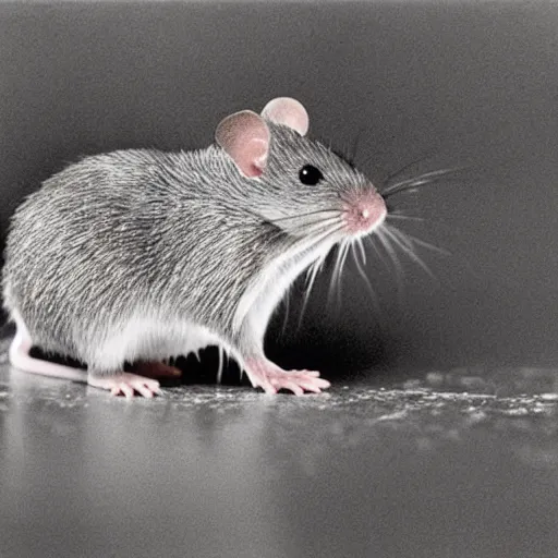 Image similar to The first electric mouse (Tonitru Rattus) discovered in nature, circa 1992, photograph