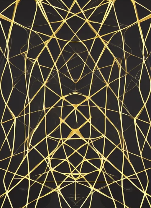 Image similar to symmetrical geometry shapes, award - winning painting, expensive, abstract, gold and silver shapes, filled rectangles, geometry, elegant, luxurious, beautiful, pitch black background, dali
