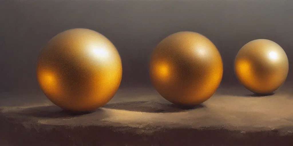 Prompt: two spheres, cinematic lighting, award-winning, detailed oil painting, hyperrealistic, 8k
