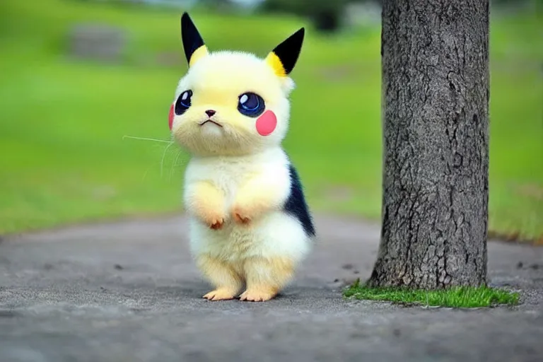 Prompt: real life pokemon, cute!!!, heroic!!!, adorable!!!, playful!!!, chubby!!! fluffly!!!, happy!!!, cheeky!!!, mischievous!!!, ultra realistic!!!, spring time, slight overcast weather, golden hour, sharp focus