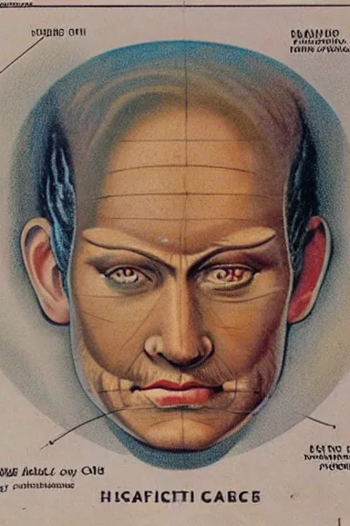 Image similar to A vintage scientific illustration from the 1970s of the Earth as a human face