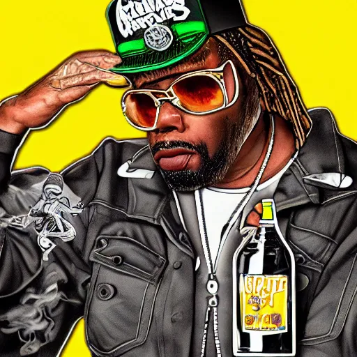 Image similar to a gangsta rap mixtape cover art for the drink sprite, highly detailed