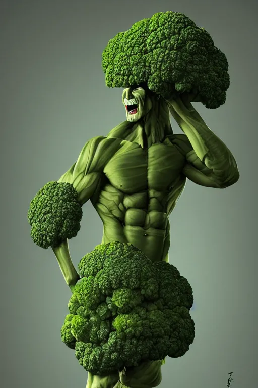 ripped broccoli man, full body, human figure, highly | Stable Diffusion