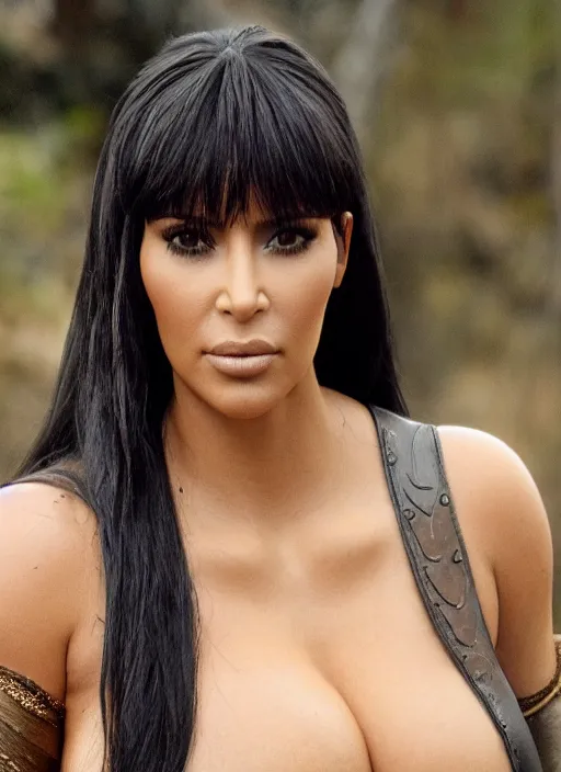 Image similar to movie still of kim kardashian as xena